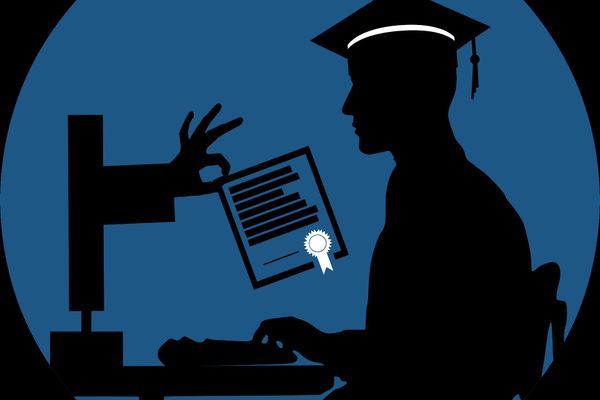 Person Taking Online Course From Home Remote Work