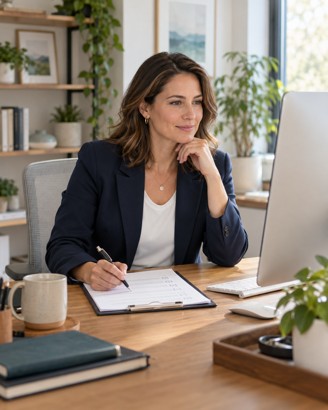 A hiring manager reviewing a checklist before making a hiring decision.