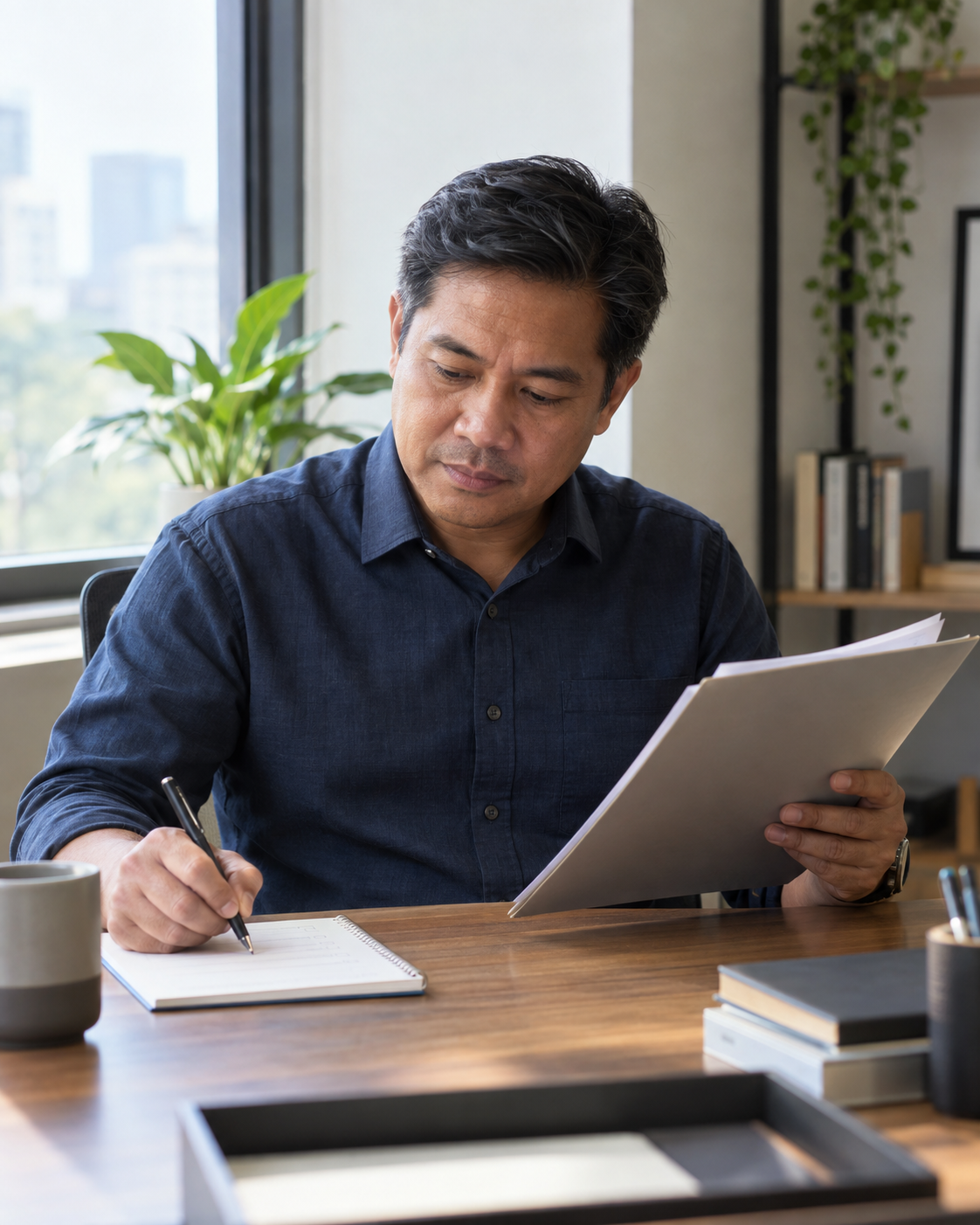 An employer carefully reviewing candidate experience before an interview.